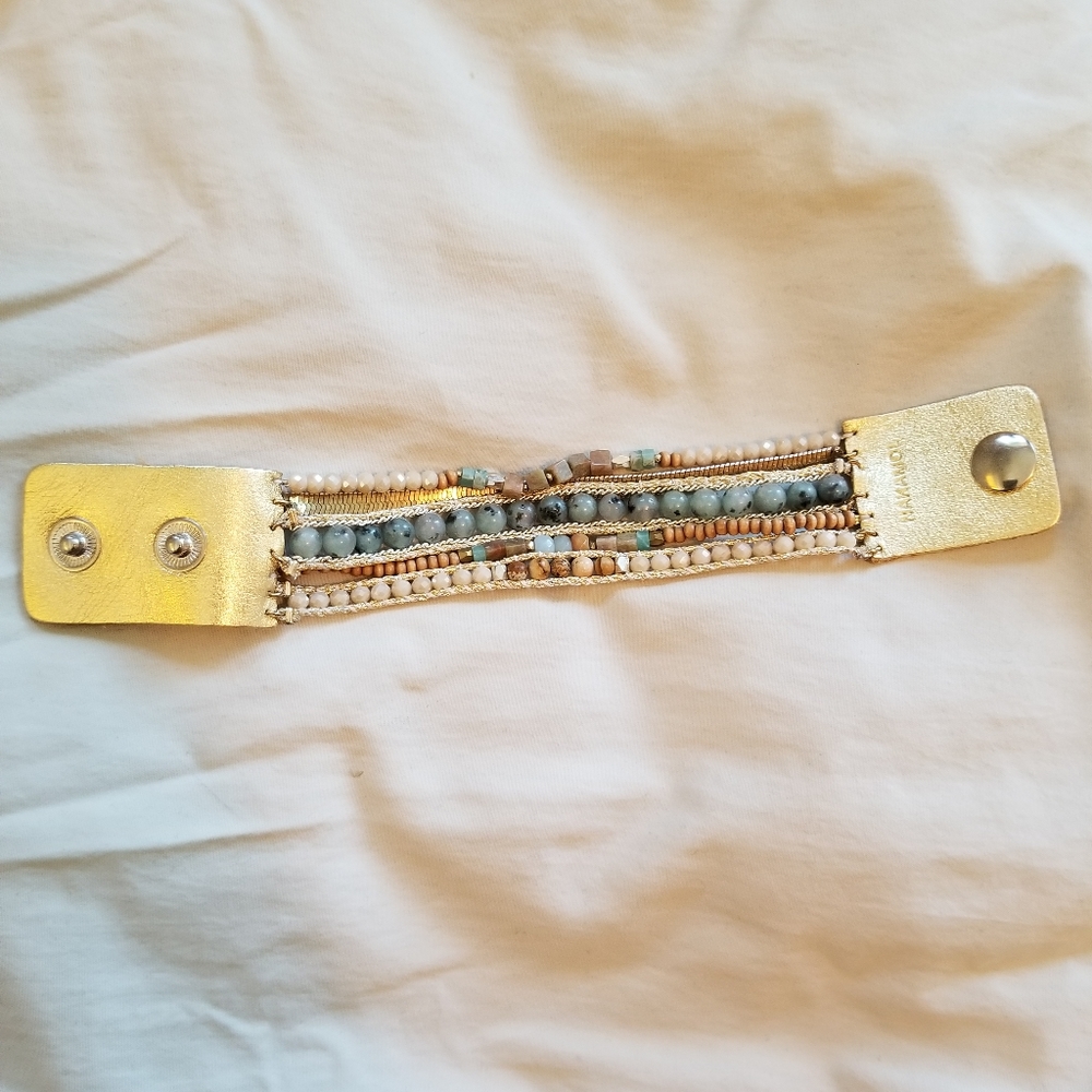 Gemstone and leather bracelet - Picture 1 of 6